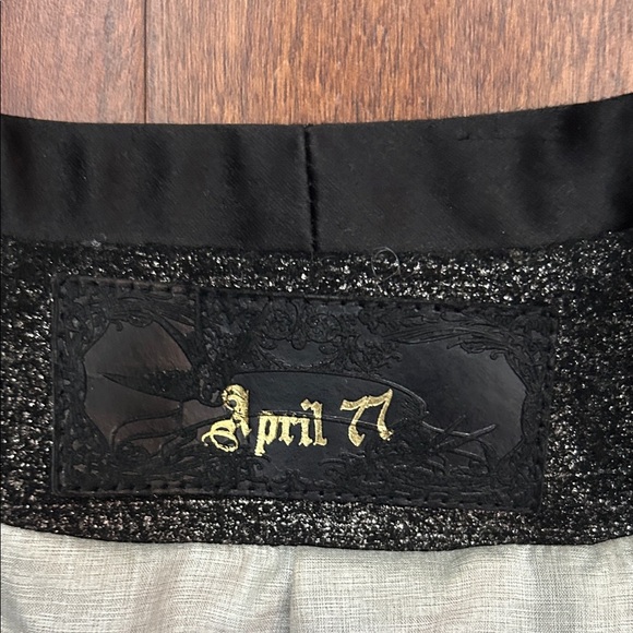 April77 French Lux Shimmering Black Metallic Women's Tuxedo Jacket, Size Small - Picture 15 of 16